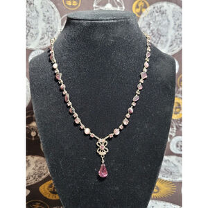 Vintage Elegant Y Necklace Multi Color Purple Stones & Rhinestones Worthington